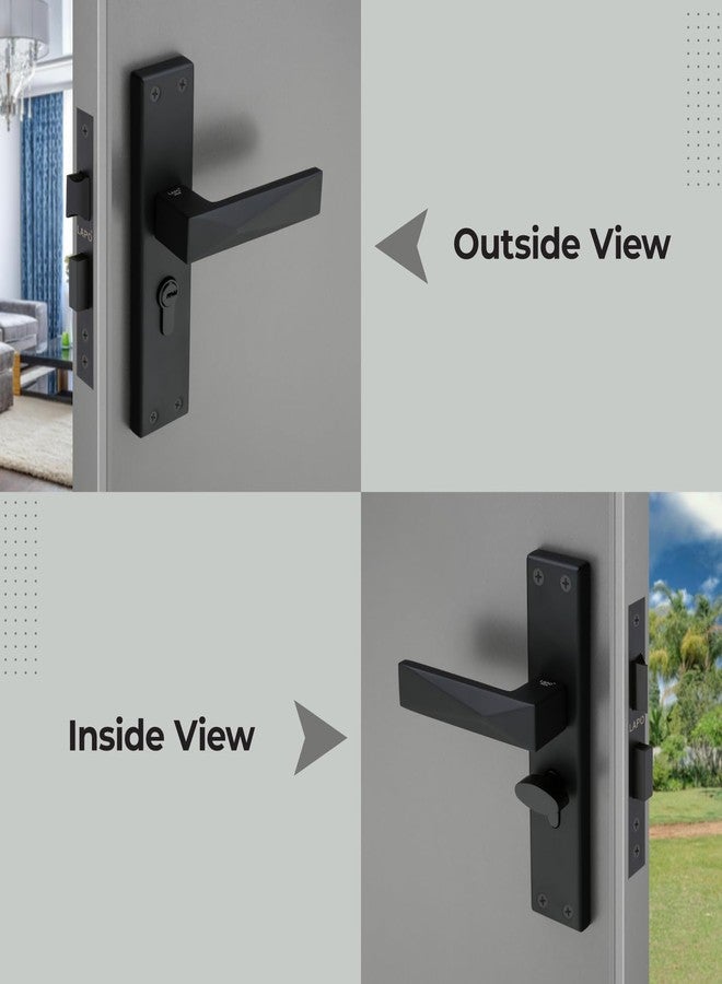 LAPO Heavy Duty Mortise Lock Set - Main Door Handle Lock with Keys, 60mm Cylinder, 45x45mm Lock Body for Home, Office, Hotel, Bedroom (Black, 3 Years Warranty) Cy-131 - Image 3